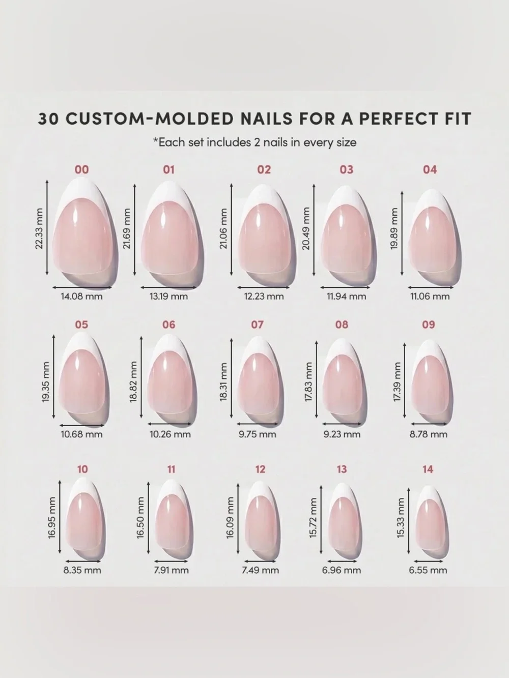 Glamnetic Short Almond Classic White French Tip Nail Set